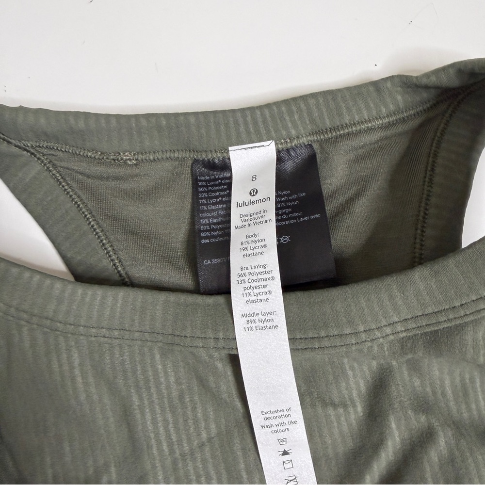 Lululemon blissful bend tank army green high neck crop top size 8 - Picture 3 of 7